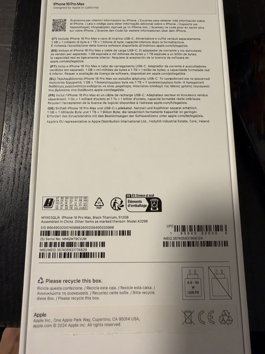 Apple Telefoni cellulari / Smartphones: Iphone 16 Pro Max 512 GB Schwarz – Usato da Muri AG venduto da zva_7mym 5