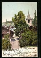 Gryon sur Bex, Strassenpartie mit Kircht