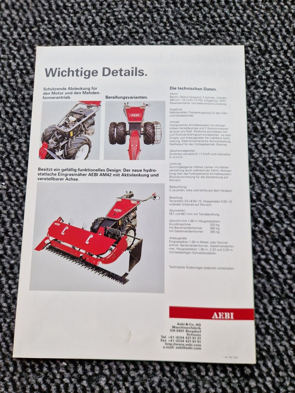Aebi Trattori: Original Prospekt Aebi Motormäher AM42 – Usato da Dürnten venduto da Bachtel84 3