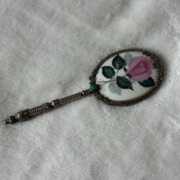 Vintage Limoges Porzellan Spiegel mit Blume