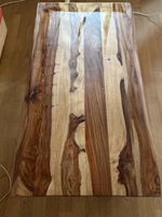 Couchtisch Holz Metall gebürstet 110x60cm guter Zustand