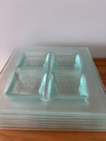 Dessert Glas Teller, Handmade, 9 Stück, 25,5 cm x 25,5 cm