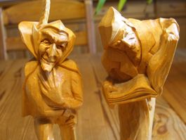 Rarität 2 alte Holzfiguren "Dr.Faust u.Mephisto" Handarbeit
