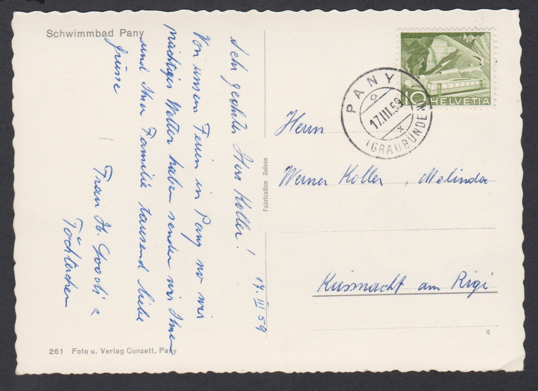 Pany GR : Schwimmbad auf alter Ansichtskarte um 1959 (Gebraucht) in ...