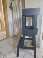 Kinder Lernturm dunkelgrau Holz stabil gebraucht
