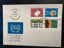 Schweiz UPU 1976 Ersttagsbrief Tätigkeitsbereiche UPU