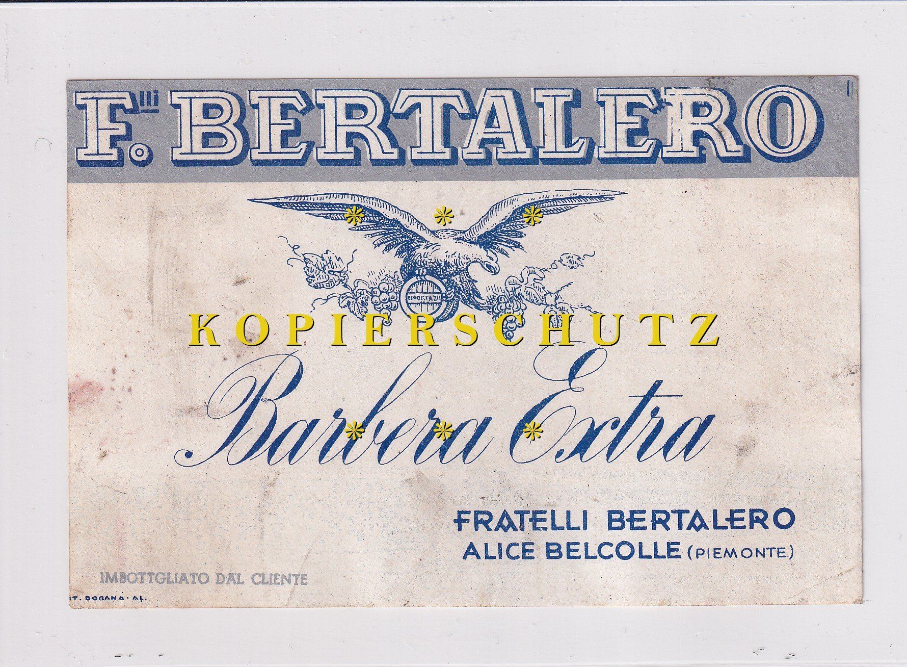 Carta: Etikette für Wein - Barbera Extra /bd – Usato da Hombrechtikon venduto da Rudolf07