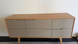 Sideboard mdf beige/ Eiche massiv