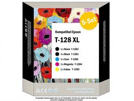 T-1281–T-1284 XL, T-128  Kompat. Drucker-Patronen Epson (5x)