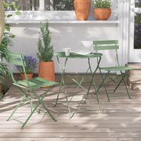 Bistro Set 3-teilig Patio Gartenmöbel Grün Klappbar Stahl