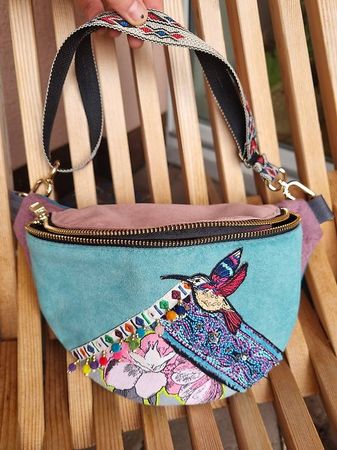 Bunte Tasche, Festivaltasche, handmade, Stickerei, Neu
