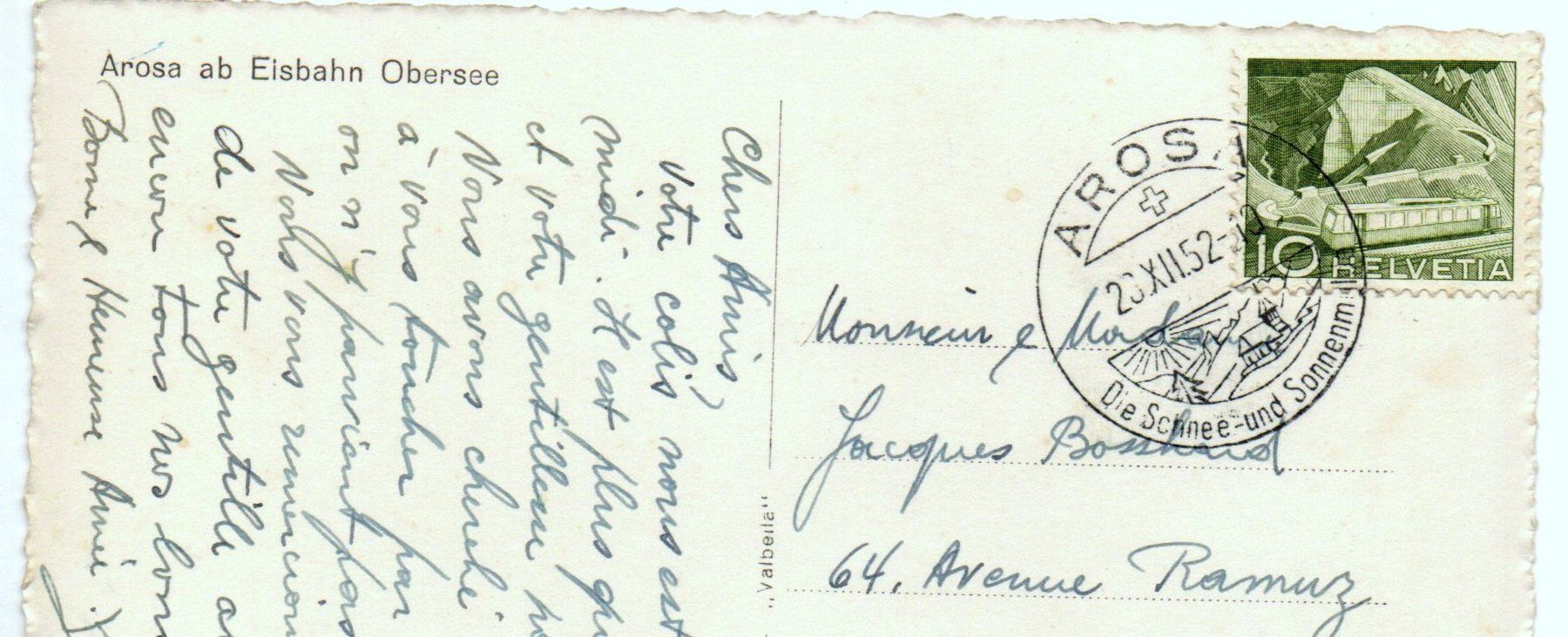 Cartoline postali: AROSA Eisbahn Obersee – Usato da Jona venduto da philajona 1