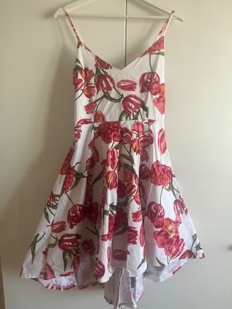 Midikleid Sommerkleid weiss pink floral