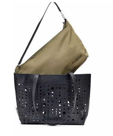 NEU * DESIGUAL Shopper Bloomer" Schwarz/Olive 2 in 1
