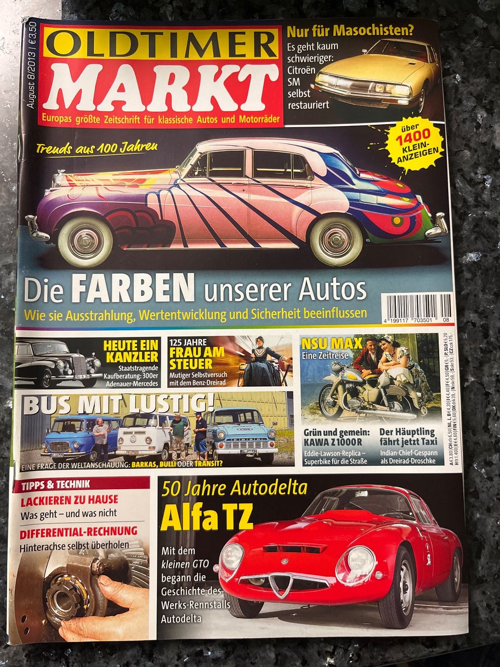 Riviste & Magazine: Oldtimer Markt Zeitschrift 08/2013 Barkas Alfa Romeo TZ – Usato da Goldach venduto da SSRConzept