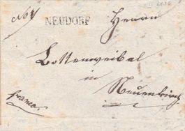 1836, "Neudorf", Stabstempel auf Faltbrief mit Inhalt.
