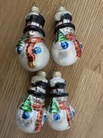 4er Set Vintage Christbaumkugeln, Schneemänner für den Baum