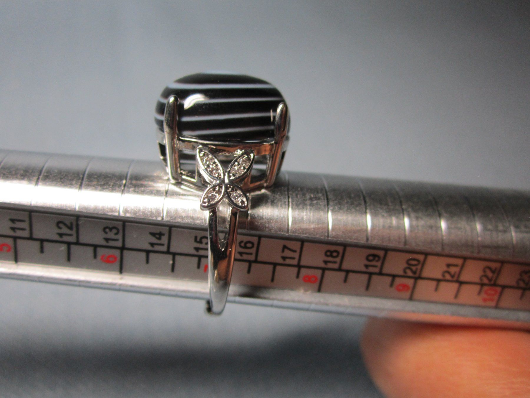 Ringe: Heilstein 925 Silberring: Schwarzer Achat gestreift – Neu und originalverpackt aus Laax GR von krippenfiguren-laax 6