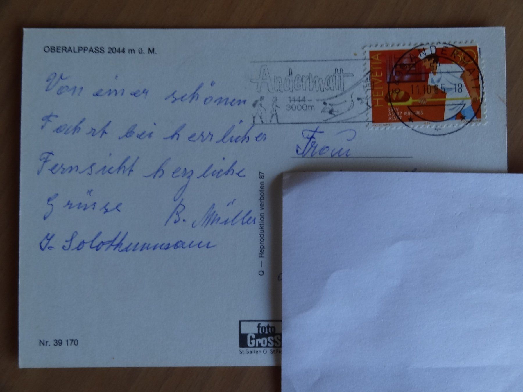 Cartoline postali: Oberalppass - Andermatt et Sedrun - 1985 – Usato da St Léonard venduto da Riglin 1