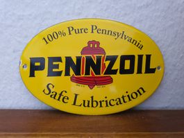 Emailschild Pennzoil Tanksäule Zapfsäule Logo Emaille Schild