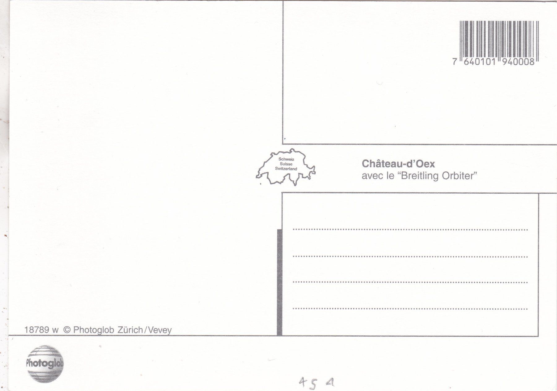 Cartoline postali: Château-d' Oex avec le " Breitling Orbiter " – Usato da Herisau venduto da Lisegrat2008 1