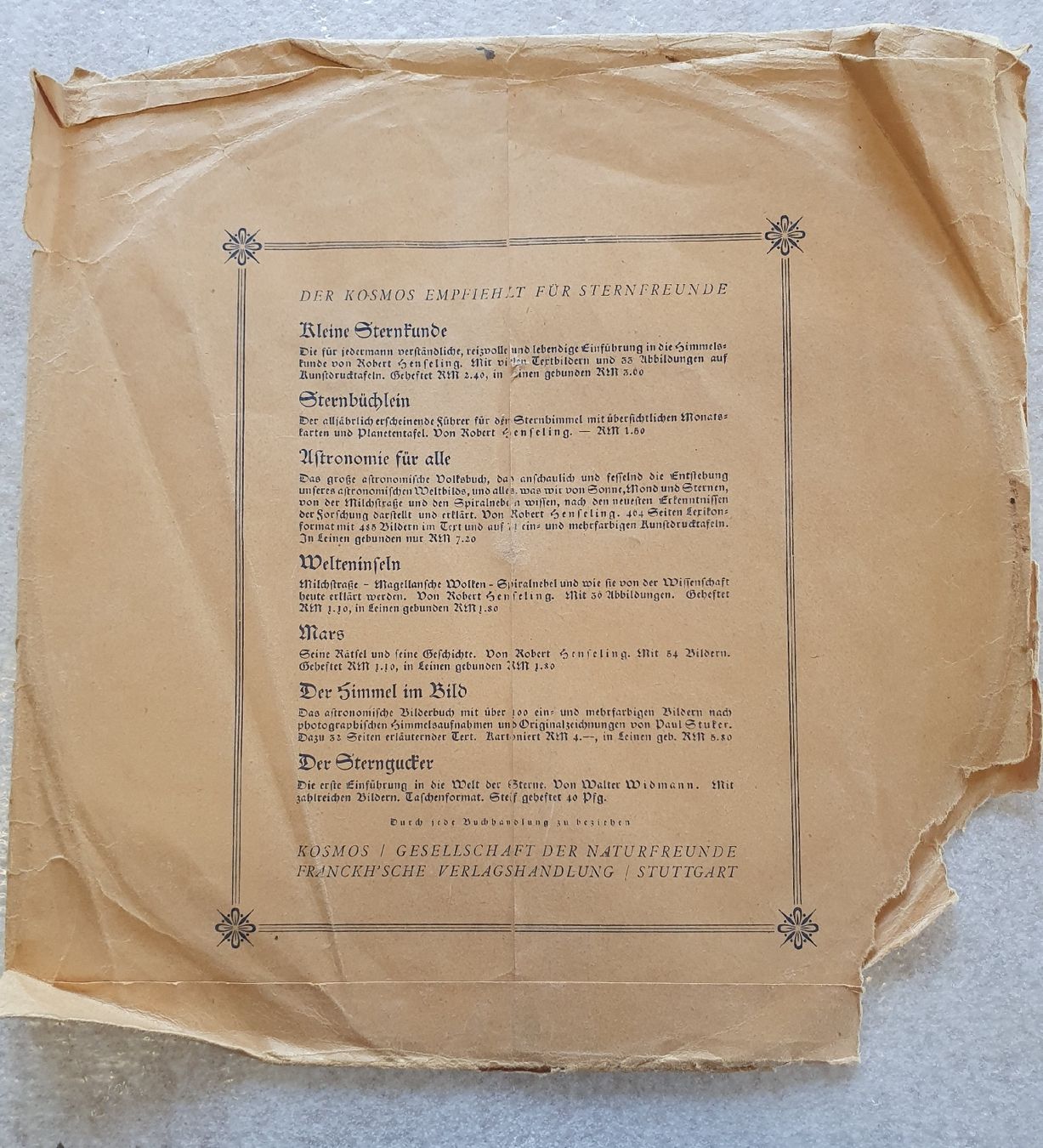 Cartoline: Kosmos Sternkarte Robert Henseling mit Hülle & Heft – Usato da Rüedisbach venduto da hanaku 1