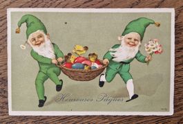 Heureuses Paques, zwei Zwerge mit Eierkorb 1925