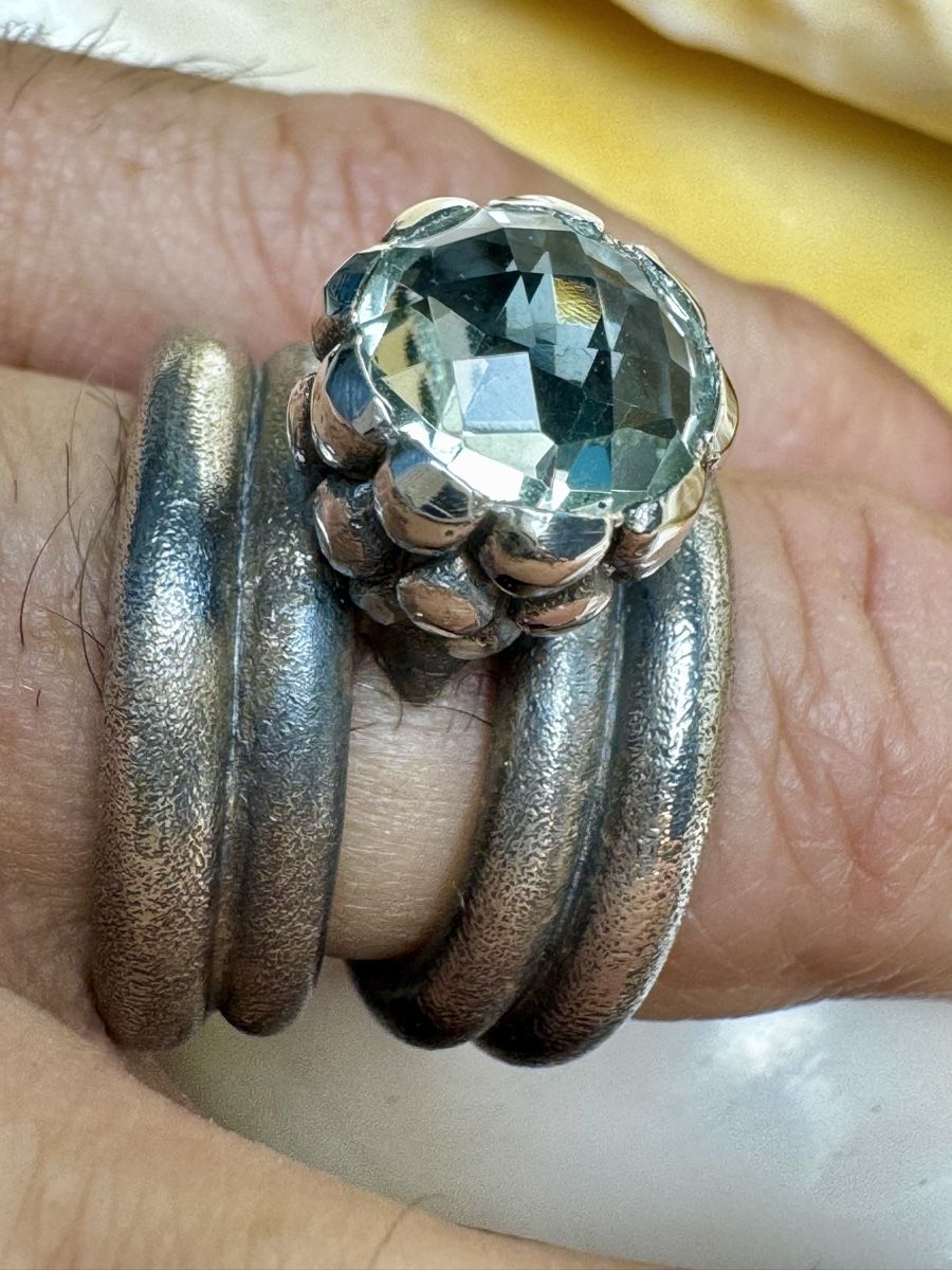 Anelli: Echter Prasiolit - Designer-Silberring  – Nuovo e nell'imballaggio originale da Jona venduto da Herzschmiede 1
