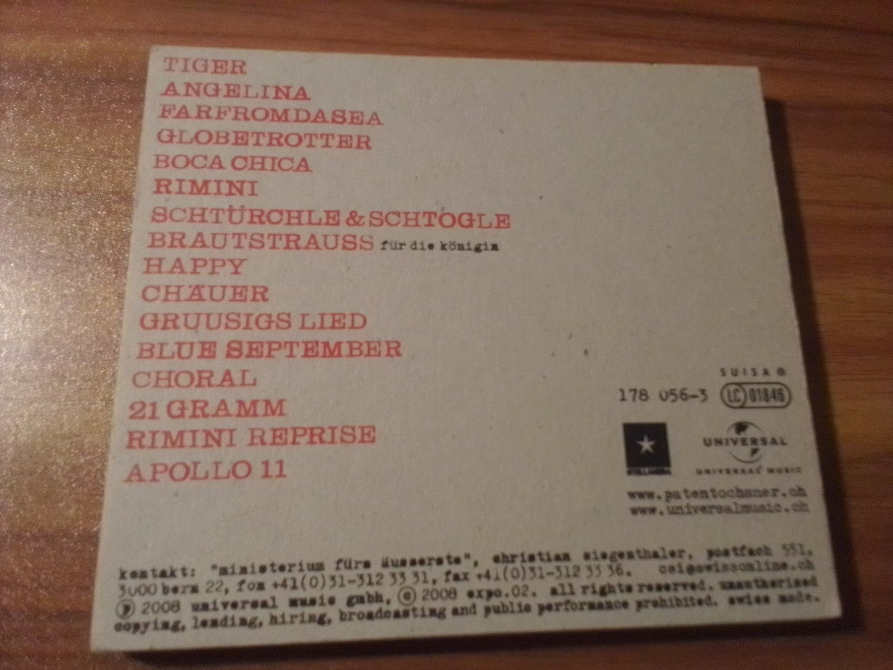 CD: Patent Ochsner - The Rimini Flashdown - c – Usato da Brittnau venduto da Zibu 1
