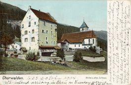 Churwalden  GR  -  Altes Schloss und Kirche     um  1 9 0 4