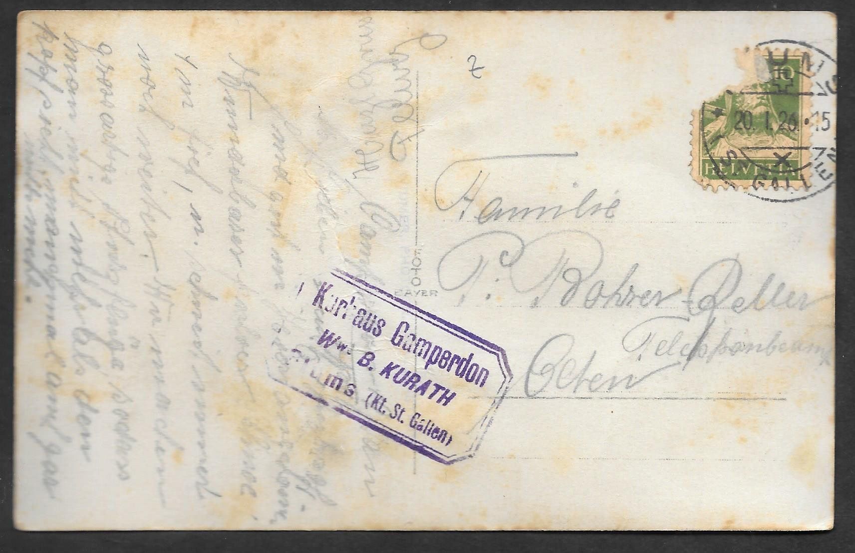 Cartoline postali: Flums Kurhaus Gamperdon Wwe. Kurath – Usato da Olten venduto da clotaldi 1