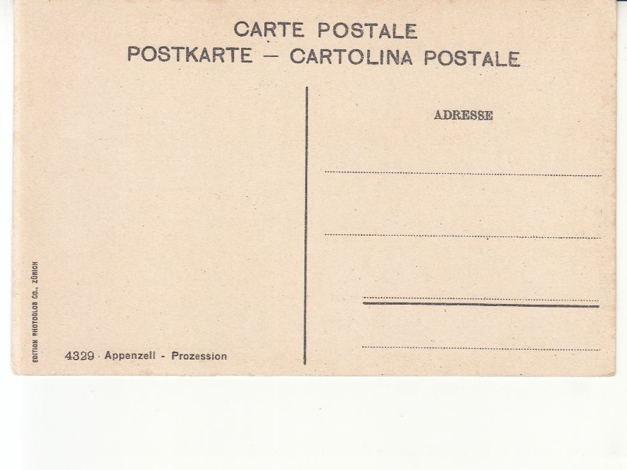 Cartoline postali: Appenzell Prozession ca. 1920 – Usato da Bürglen TG venduto da StampGraf 1