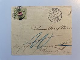 1891 Portomarke 10 auf Brief gestempelt OLTEN