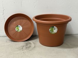 Blumentopf mit Untersetzer braun Ø 34 cm