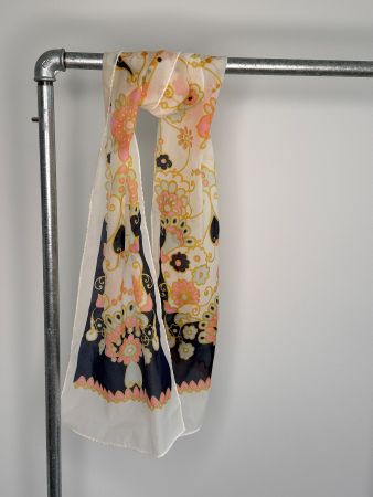 Vintage Schal – 60er Jahre | Blumenmuster | Flower Power