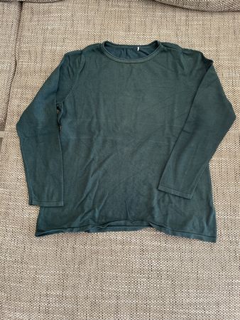 Dunkelgrüner Feinstrickpullover Damen Gr. M