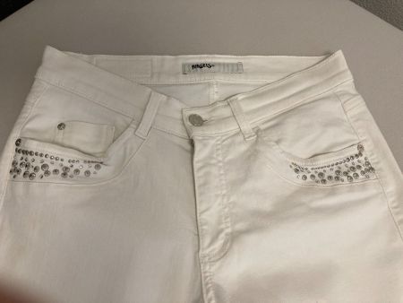 Angels Damenjeans Mona Silver weiss mit Strass Grösse 34
