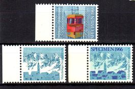 🇨🇭Probedruck 1966 - 3 dummy stamps Village+Mountains & Loc