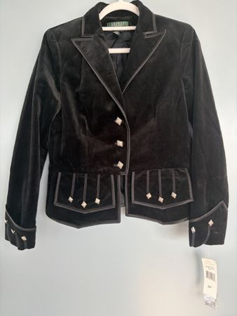 Lauren Blazer Samt Schwarz Grösse 6P neu mit Etikett