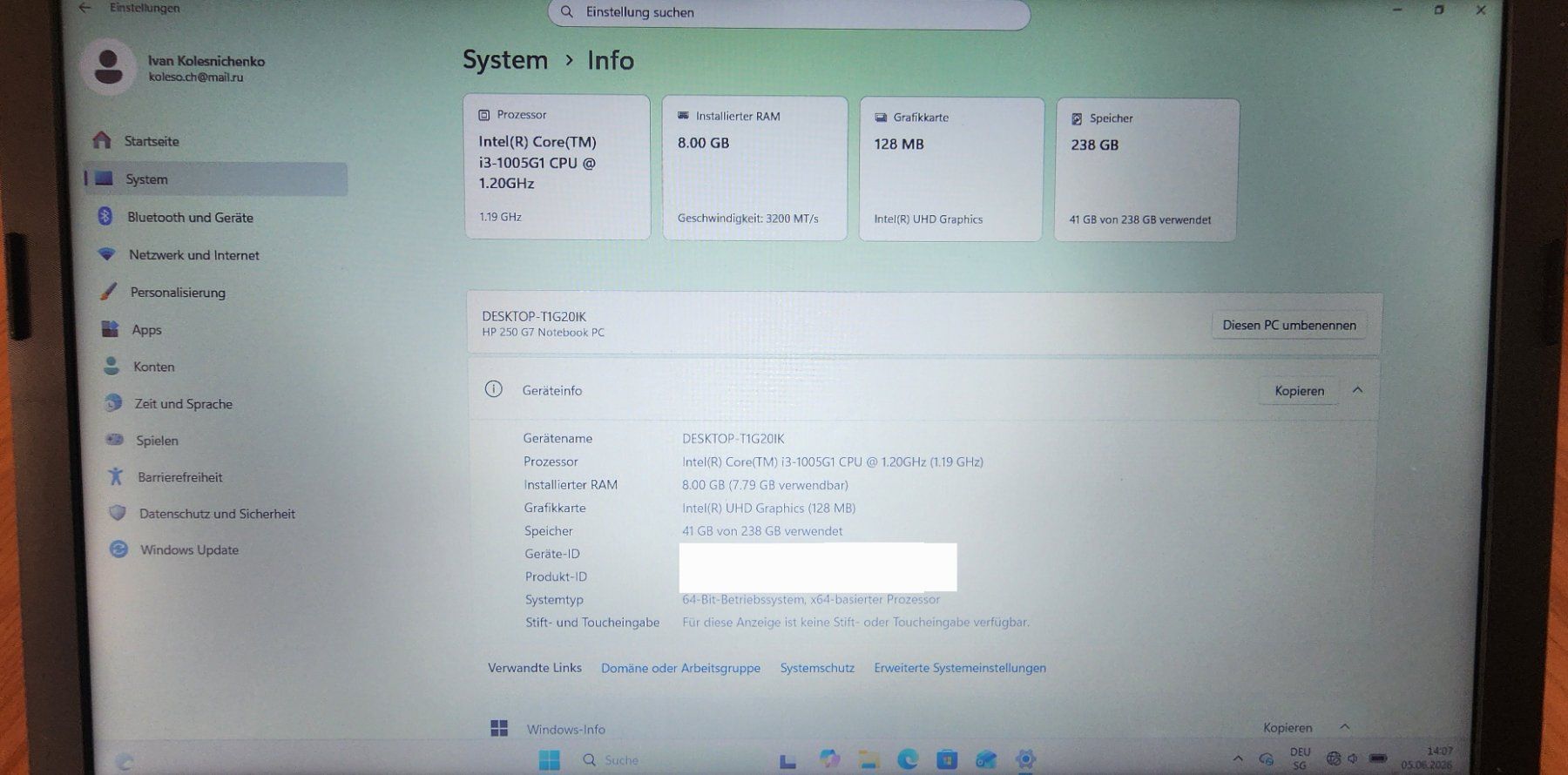 Hewlett Packard Notebook: Notebook PC HP 250 G7 Windows 11 – Usato da Hornussen venduto da koleso83 3