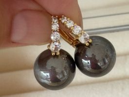 Luxus Elegante Ohrstecker  Kunstperlen Farbe: Gold/ Schwarz