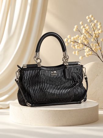 Original Coach Madison Carrie Gathered Leather Satchel – Sch