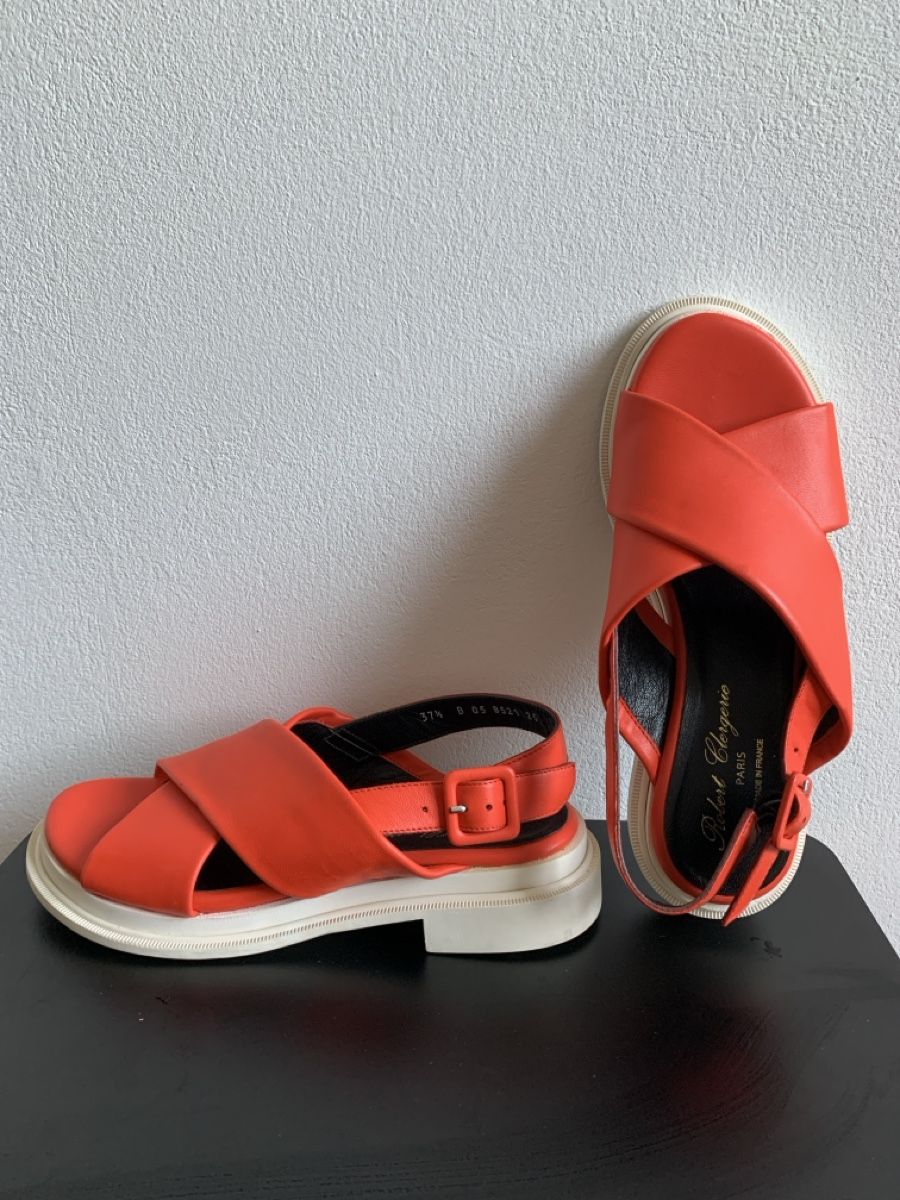 Chaussures femmes: ROBERT CLERGERIE: Exklusive rote Leder-Sandale, 37 – Neuf (Voir description) à Luzern par designluzern 1