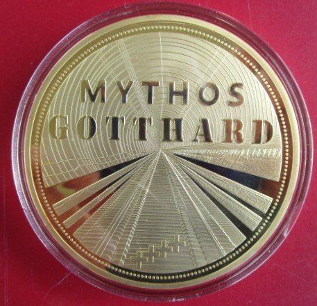 Medaglie: GIGANT: Gotthard Mythos - Gotthard 2016 - 70 mm - PP – Nuovo e nell'imballaggio originale da Luzern venduto da Horoskop1