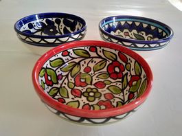 3 Schalen Bowls  Keramik verziert Nordafrika