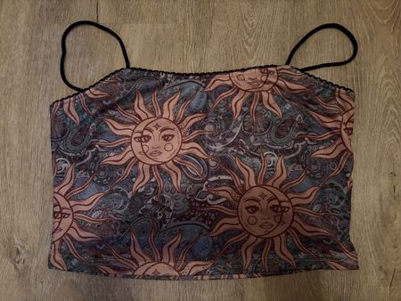 Damen Crop Top mit Sonnen Muster mehrfarbig Grösse S