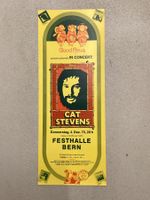 Konzertplakat CAT Stevens 1975 Festhalle Bern (hat Falze)
