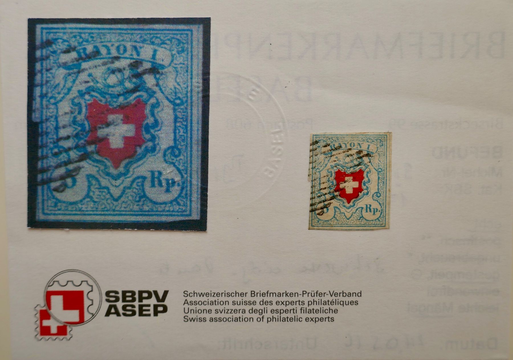 Alle Briefmarken: 1851 Rayon II SBK Nr. 17 Befund Eichele. – Gebraucht aus Möhlin von PHILABARTIS