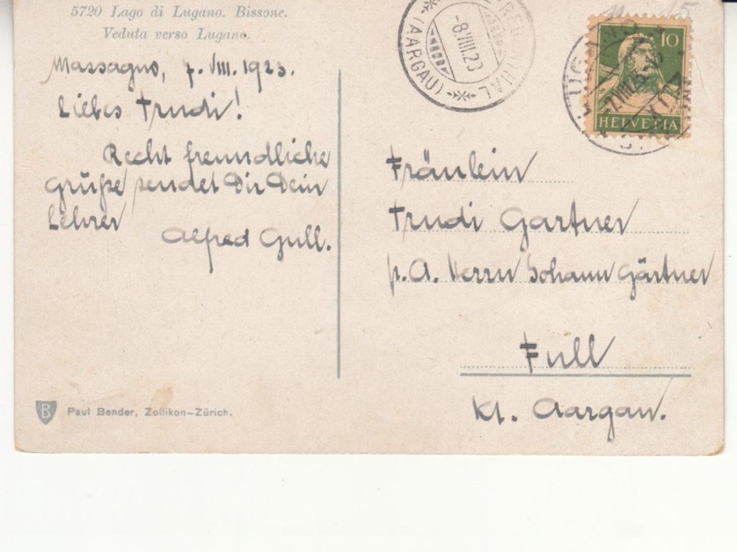 Cartoline postali: Bissone 1923 – Usato da Bürglen TG venduto da StampGraf 1