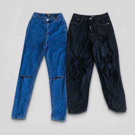 2 Paar Jeans MISSGUIDED Used Look Gr. 36 blau 6 schwarz